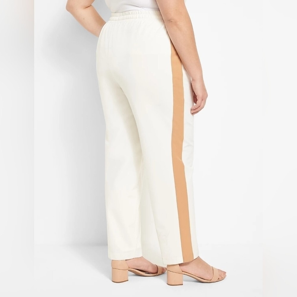 Lane Bryant Perfect Drape Pull-On Relaxed Ankle White Tan Pants Plus Size 24 NWT - Picture 3 of 10